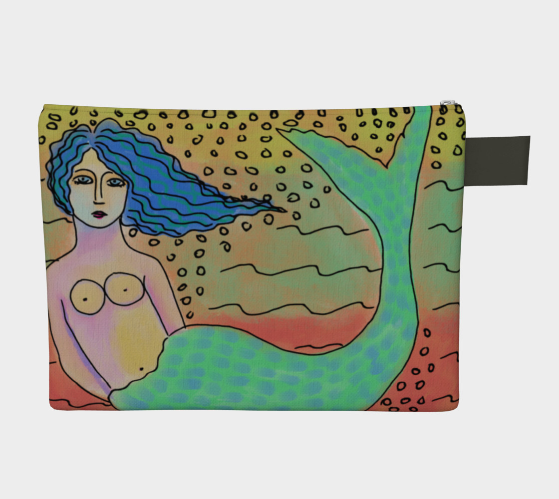 Aperçu de Mermaid with Blue Hair Abstract Art Clutch Bag #2