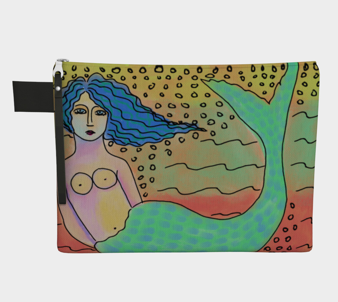 Aperçu de Mermaid with Blue Hair Abstract Art Clutch Bag #1