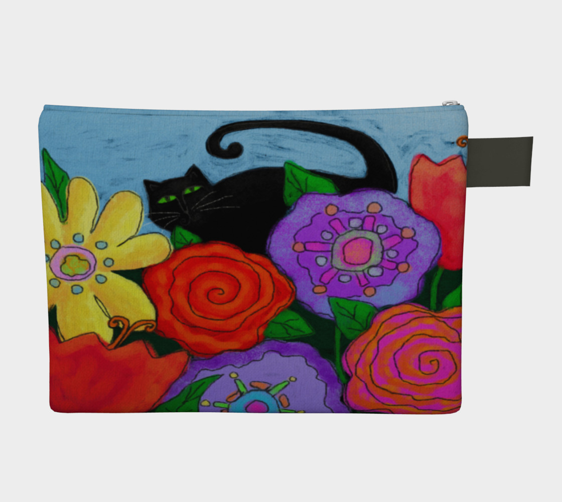 Aperçu de Black Cat in Garden Abstract Art Clutch Bag #2