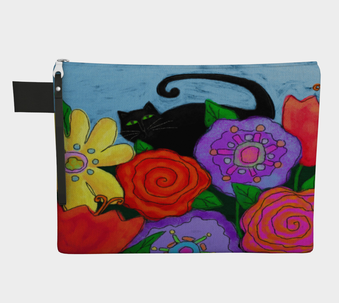 Aperçu de Black Cat in Garden Abstract Art Clutch Bag #1