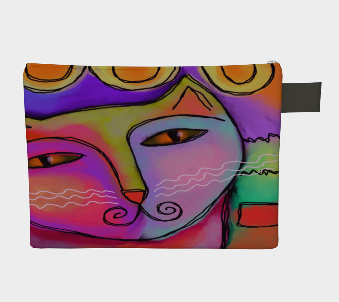 Aperçu de Colorful Abstract Cat Clutch Bag #2