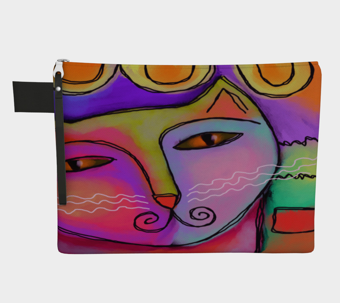 Aperçu de Colorful Abstract Cat Clutch Bag #1