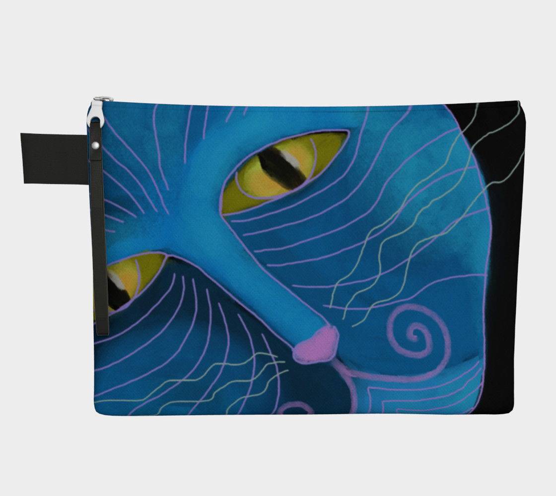 Blue Cat Face Abstract Art Clutch Bag preview #1