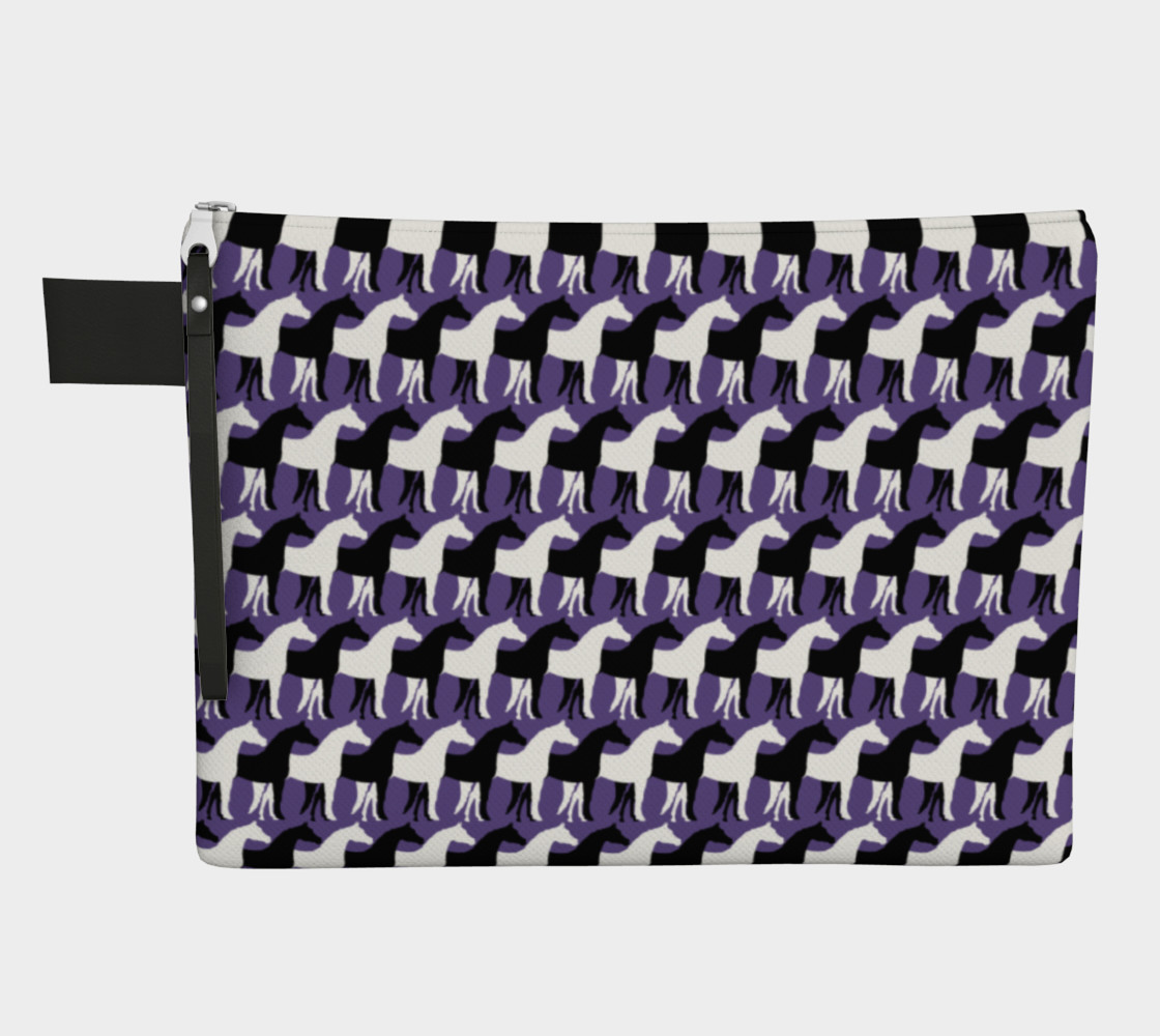 Aperçu de Black and White Overlapping Horses on Ultra Violet Purple #1