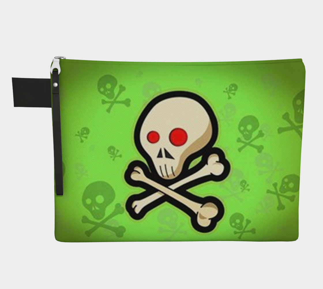 Cartoon Skull On Green Zipper Carry All bag preview #1