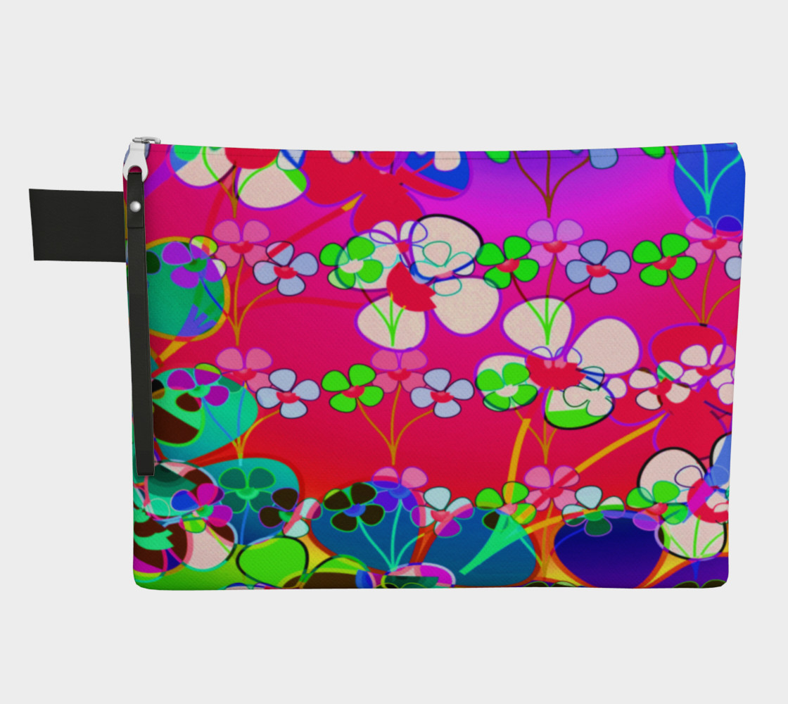 Abstract Colorful Flower Pink Background Art Zipper Carry All, AOWSGD 3D preview