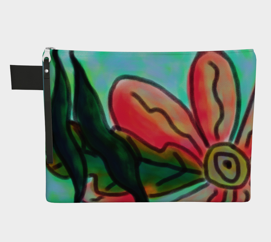 Aperçu de Funky Pink Flower Abstract Art Clutch Bag #1