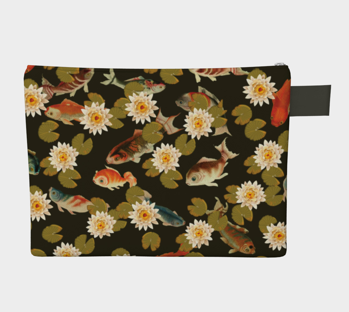 Koi & Lily Pads in Dark Water - Zipper Carry-all preview #2
