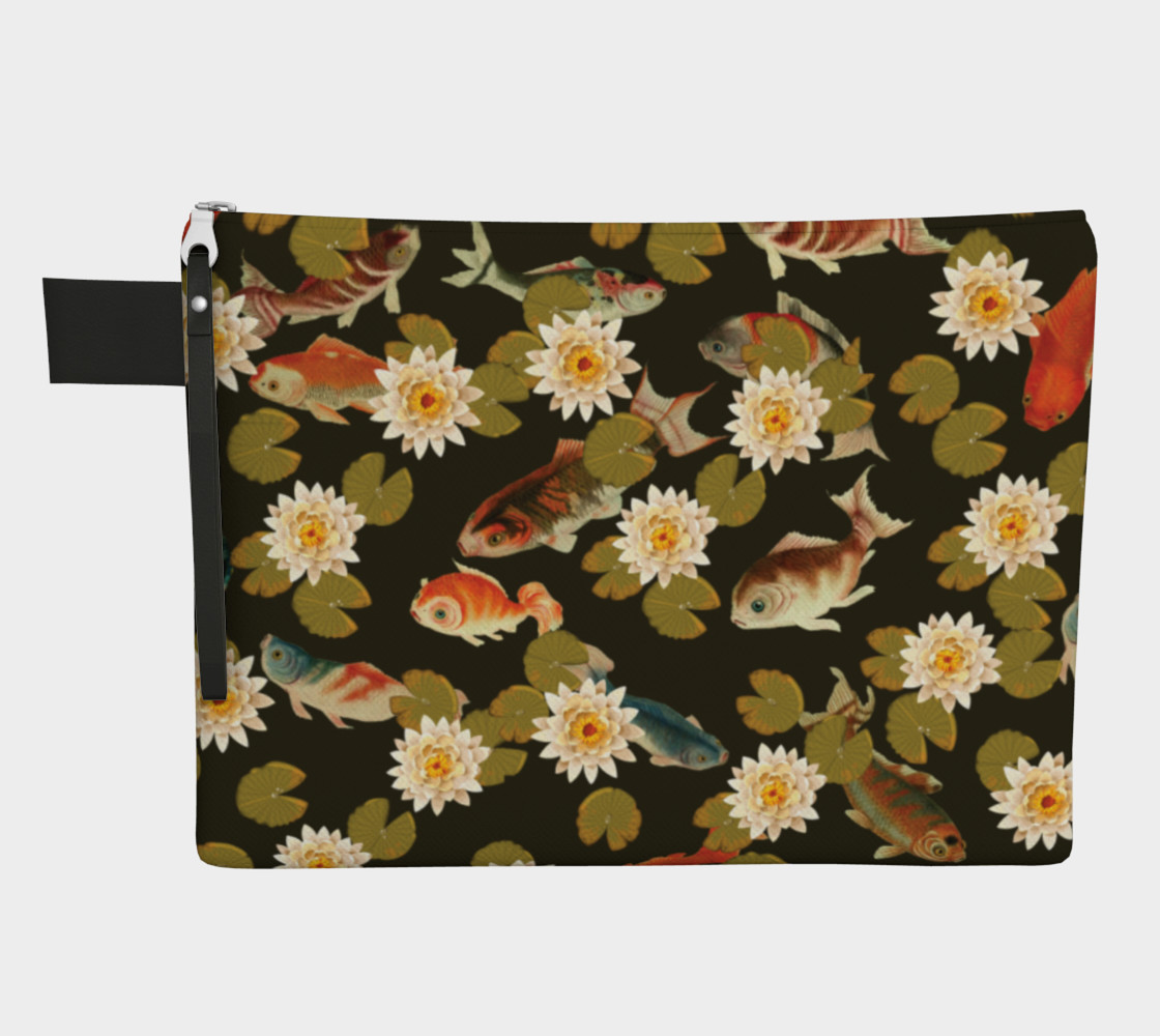 Koi & Lily Pads in Dark Water - Zipper Carry-all preview #1