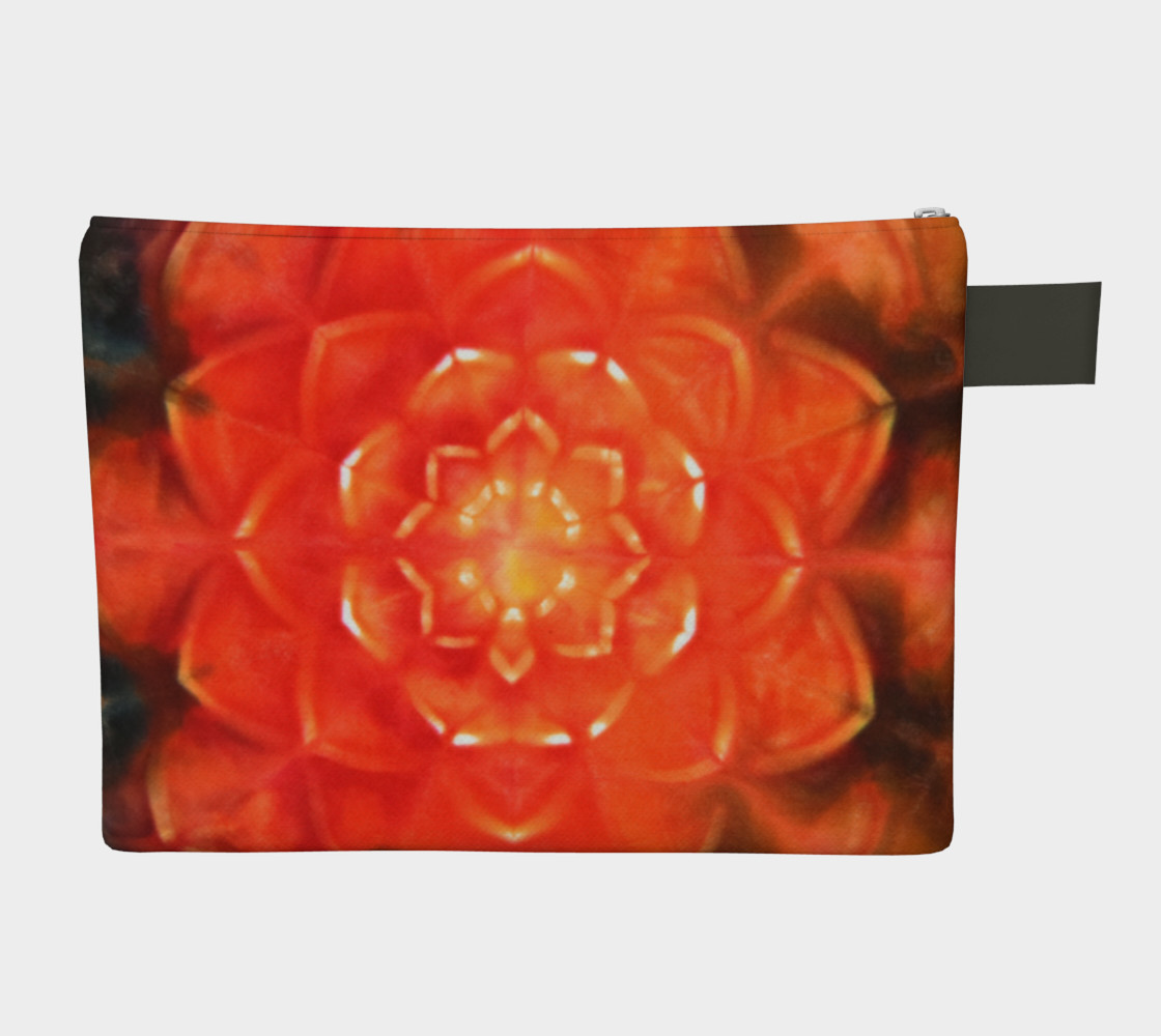 Aperçu de Orange Lotus Zipper Pouch #2