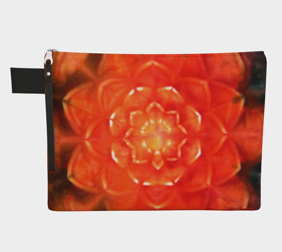 Aperçu de Orange Lotus Zipper Pouch #1