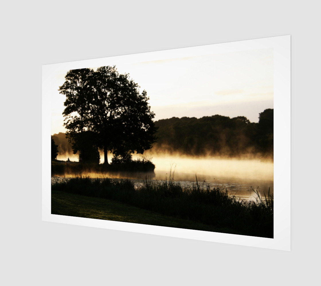 Morning Lake Scene Wood Print preview