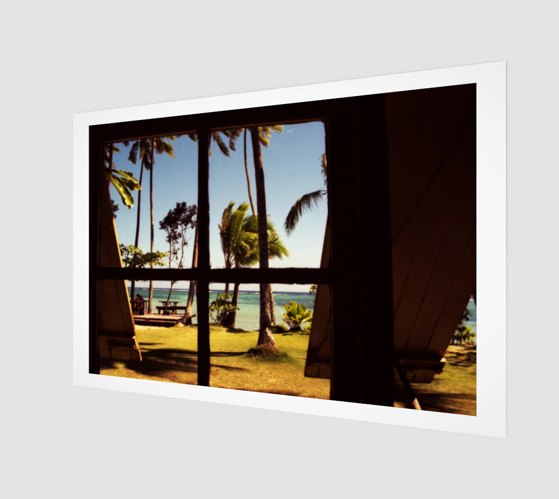 Tropical Fiji Beach Scene Wood Print preview