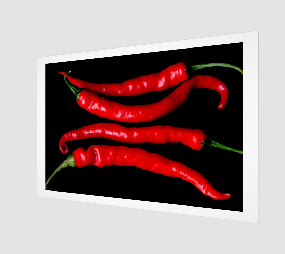 Four Red Chilies Wood Print preview