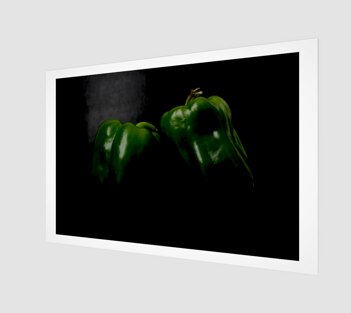 Two Green Peppers Wood Print preview