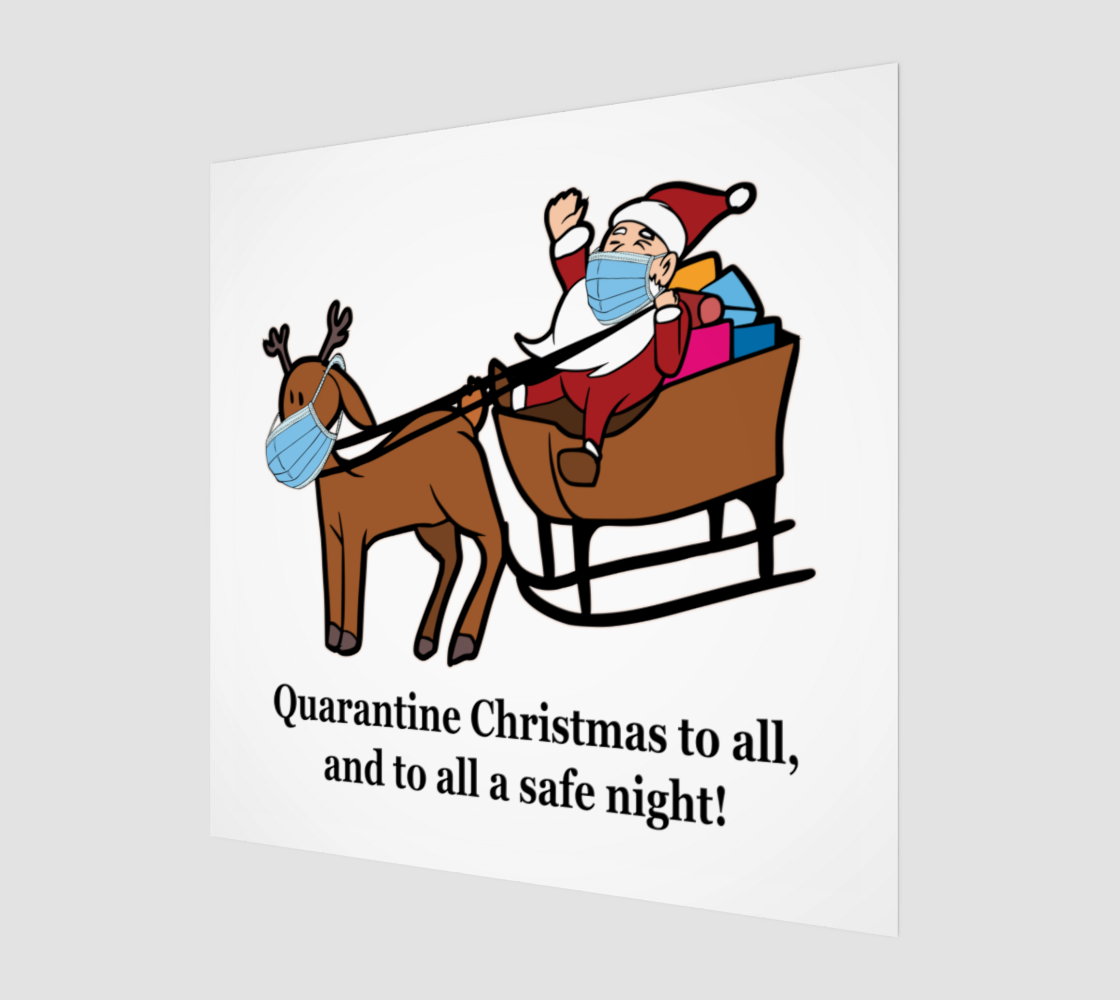 Aperçu de Santa Claus, Reindeer, & Quarantine Christmas Art Print