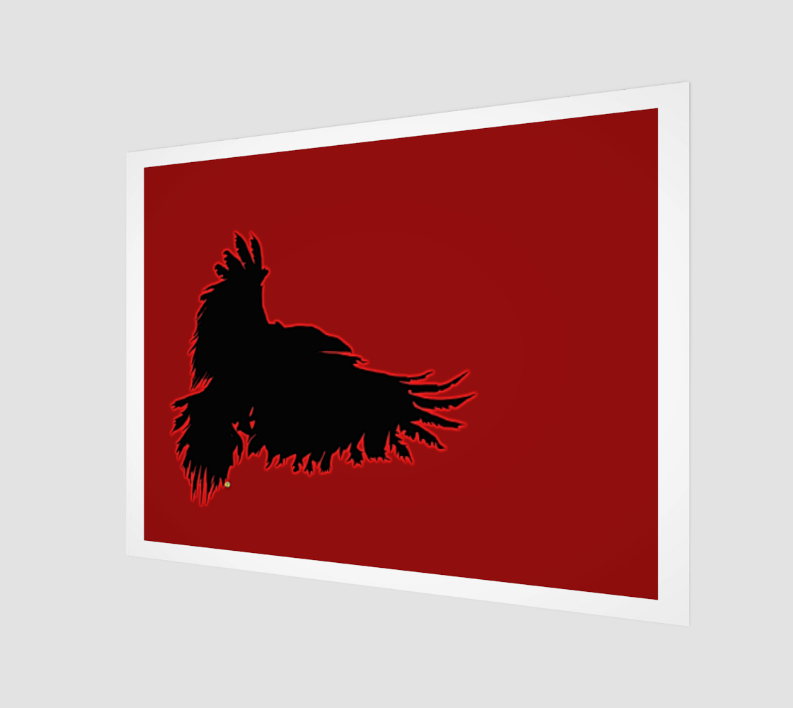 Aperçu de the black raven silhouette, red sky.
