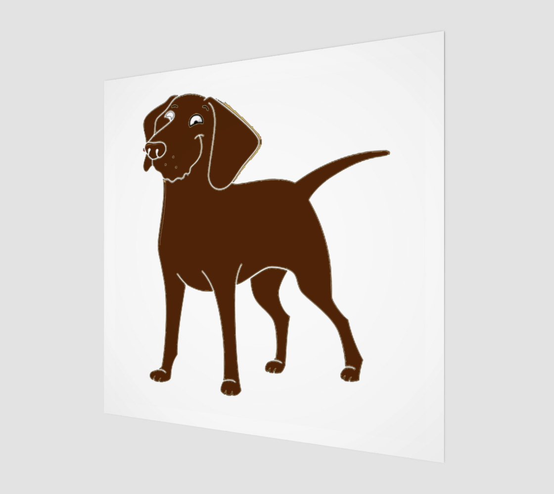 Labrador Retriever chocolate cartoon poster wood print preview #1