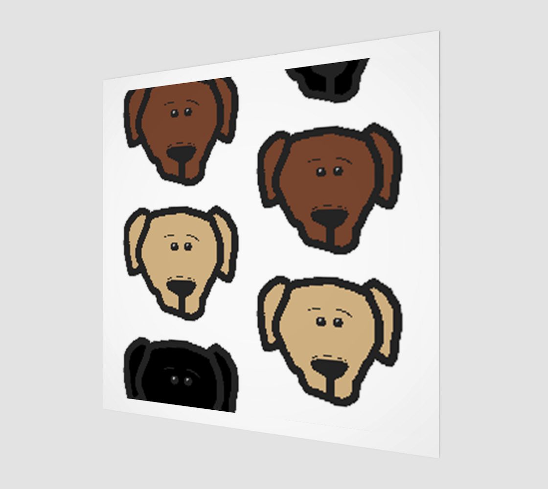 Labrador Retriever all 3 colors cartoon heads poster wood art print preview