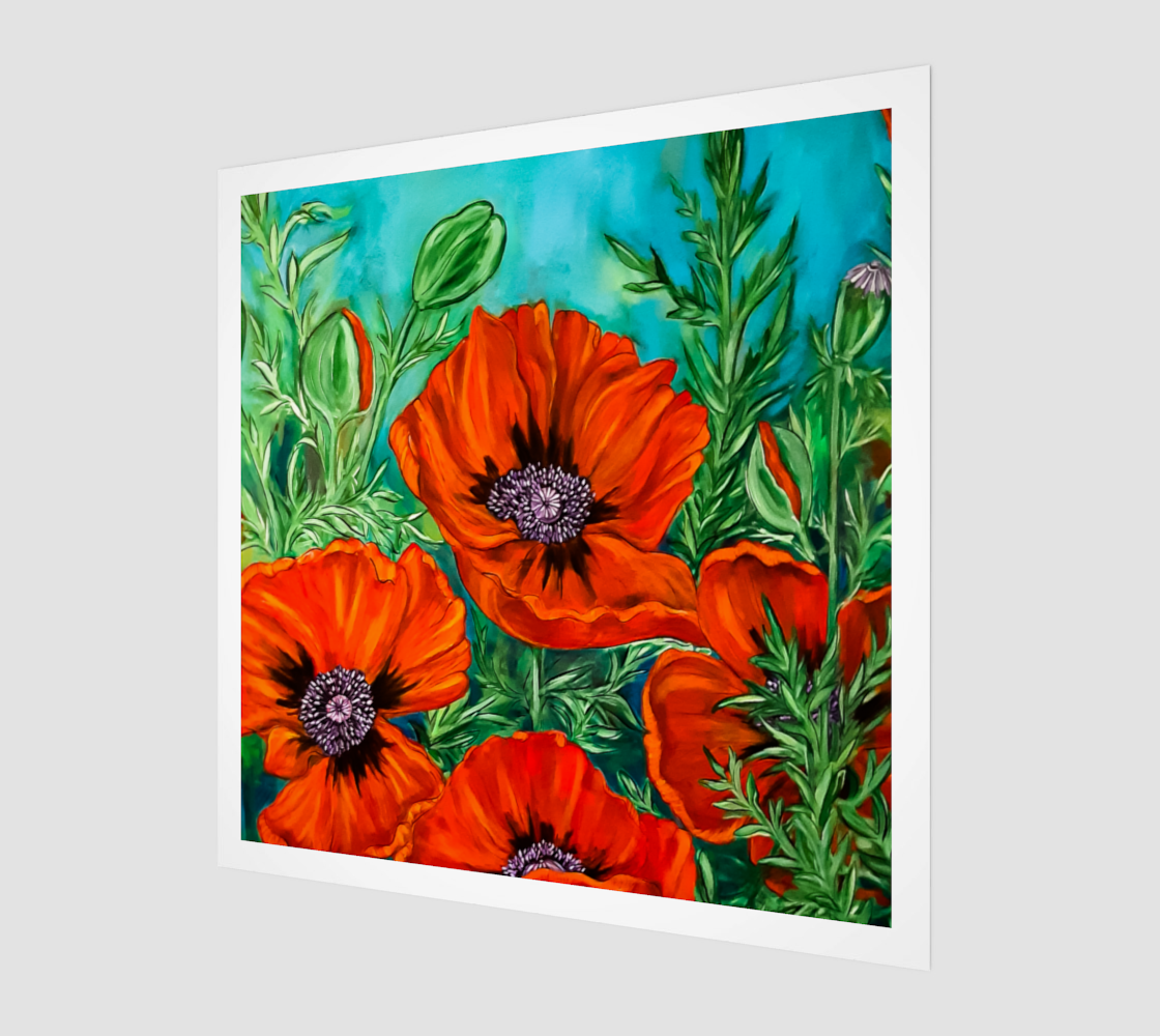 Big Bold Red Poppies Wood Print Art preview