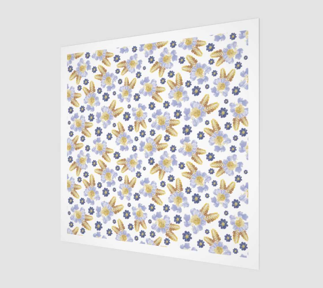 Wood Print * Abstract Floral Wall Art * Blue Cosmos Crocosmia  Flower Blossoms Watercolor Impressions Design preview
