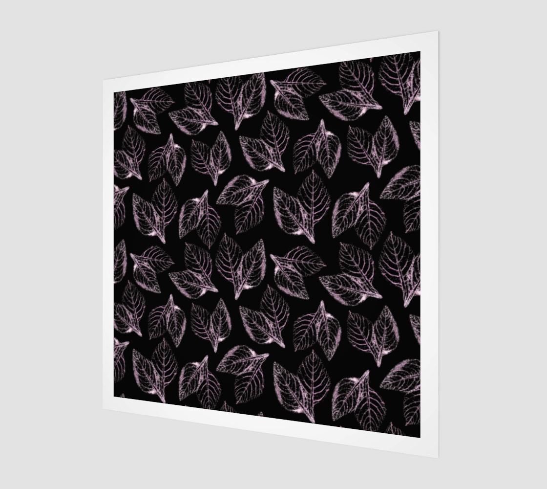 Aperçu de Wood Print *  Wall Hanging*Flower Wall Art*Black Pink Leaves Wood Canvas* Pink Amaranth Leaves Watercolor Impressions #1
