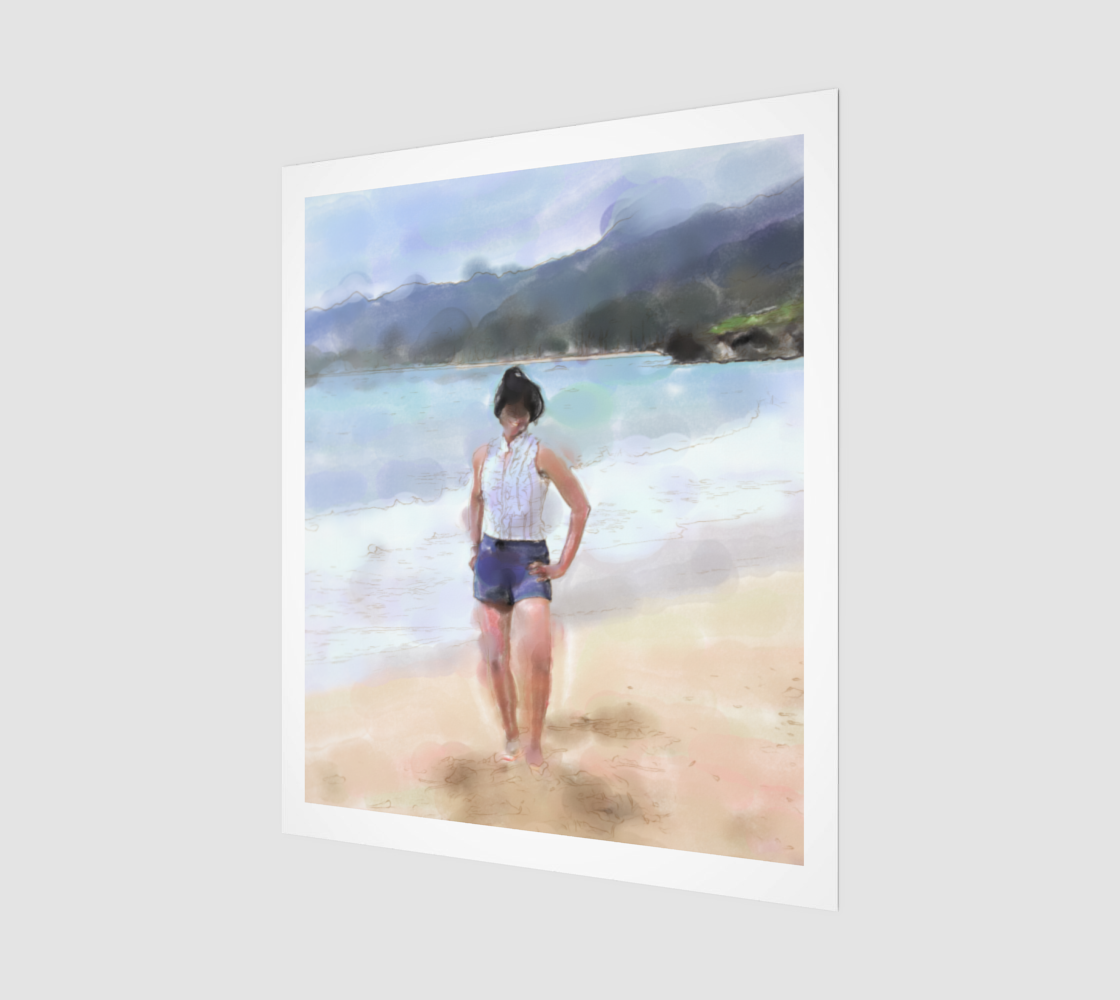 Woman on the Beach Watercolor preview