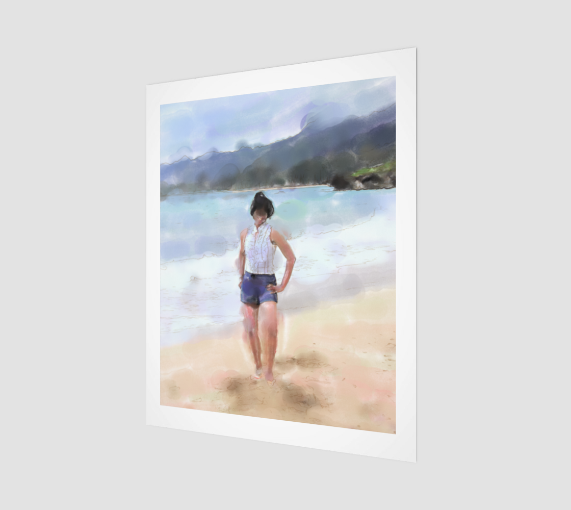 Woman on the Beach Watercolor preview