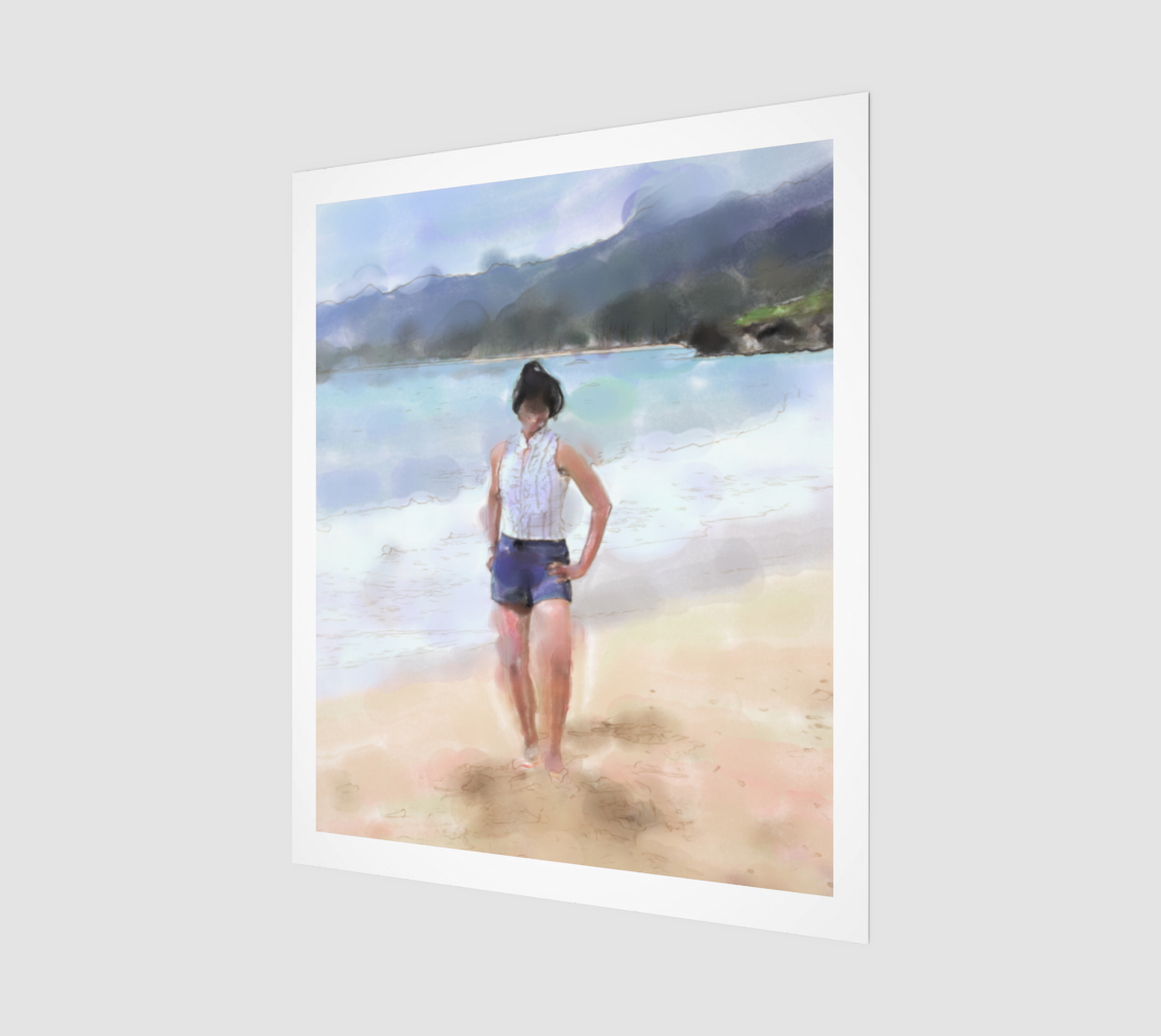 Woman on the Beach Watercolor thumbnail #2