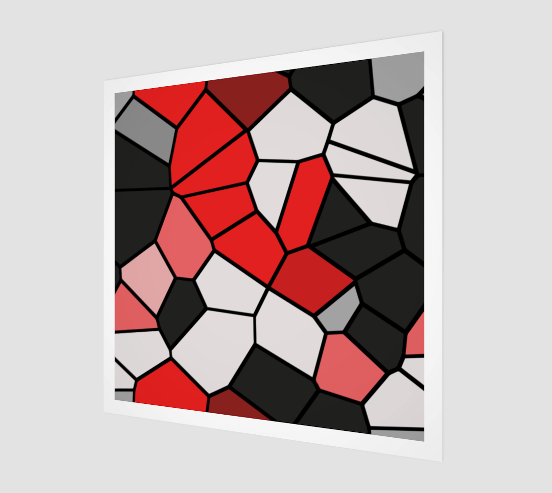 Red Black White Stained Glass Mosaic Polygon Pattern preview