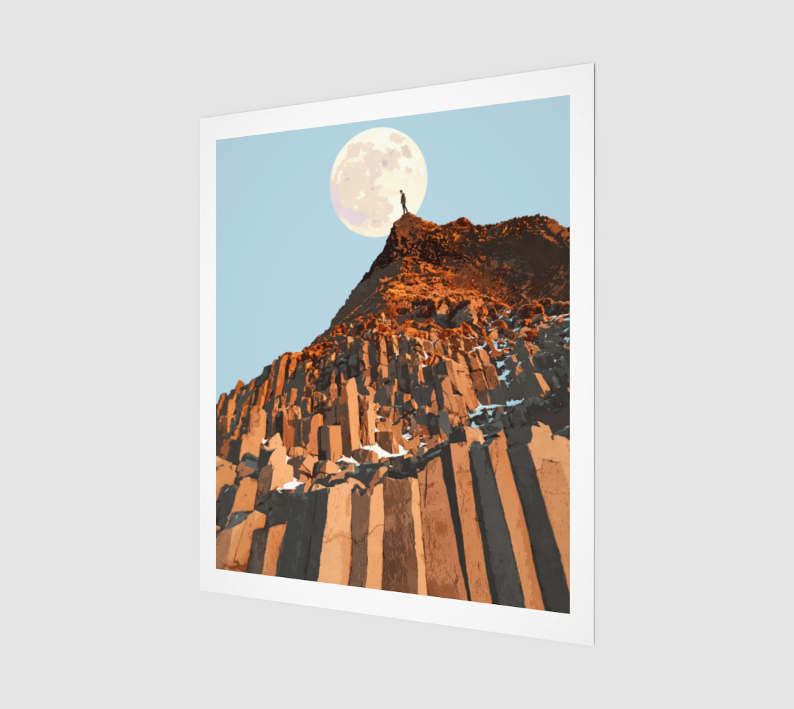 Dear Goals, Ain't no mountain high enough | adventure travel man & moon digital painting Wood Print 20 x 24 preview