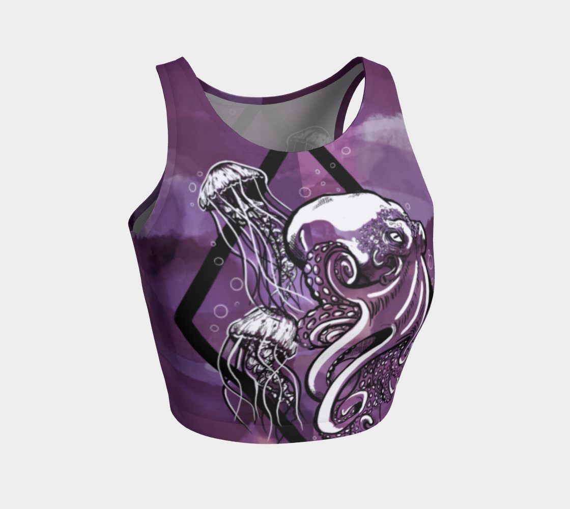 "Jellyfish & Octopus" purple crop top preview