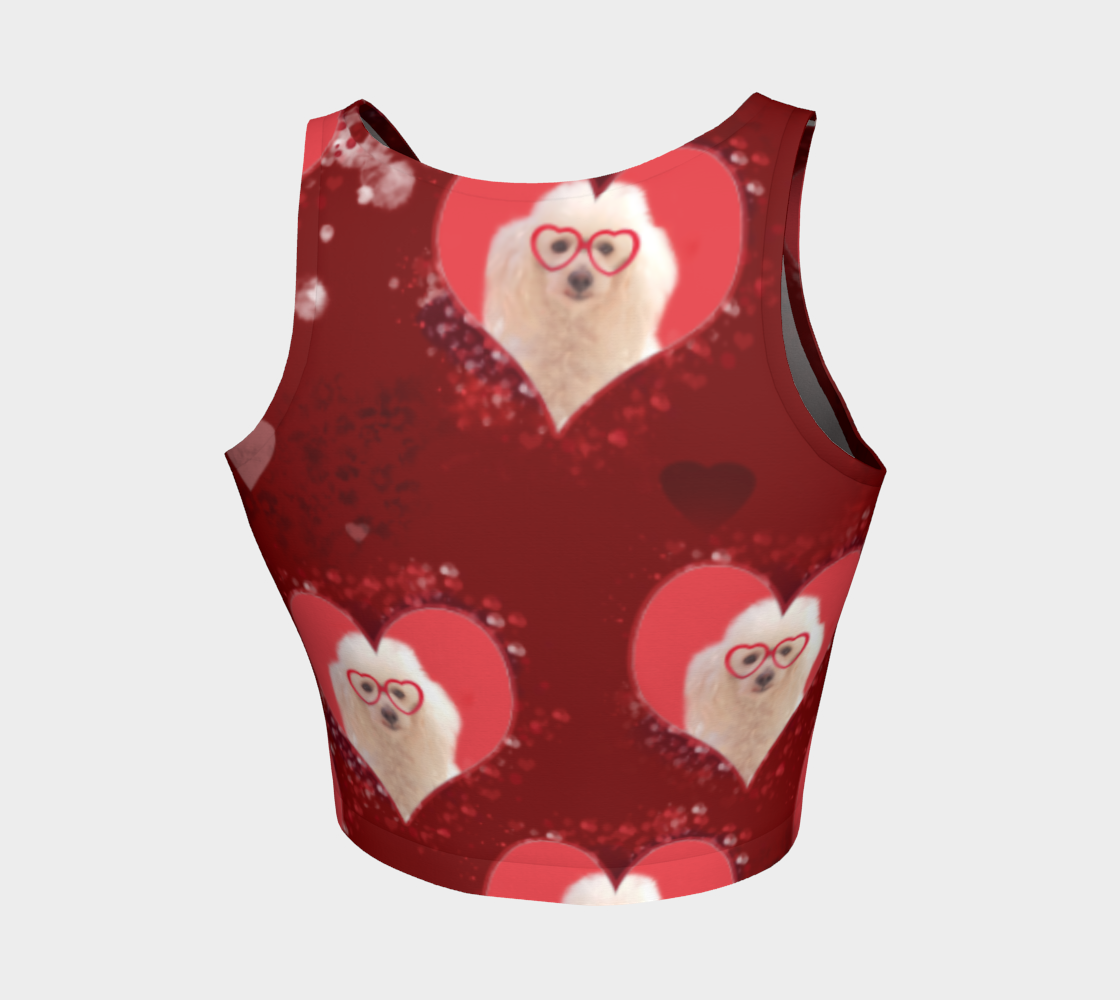 Poodle dog hearts athletic crop top thumbnail #3