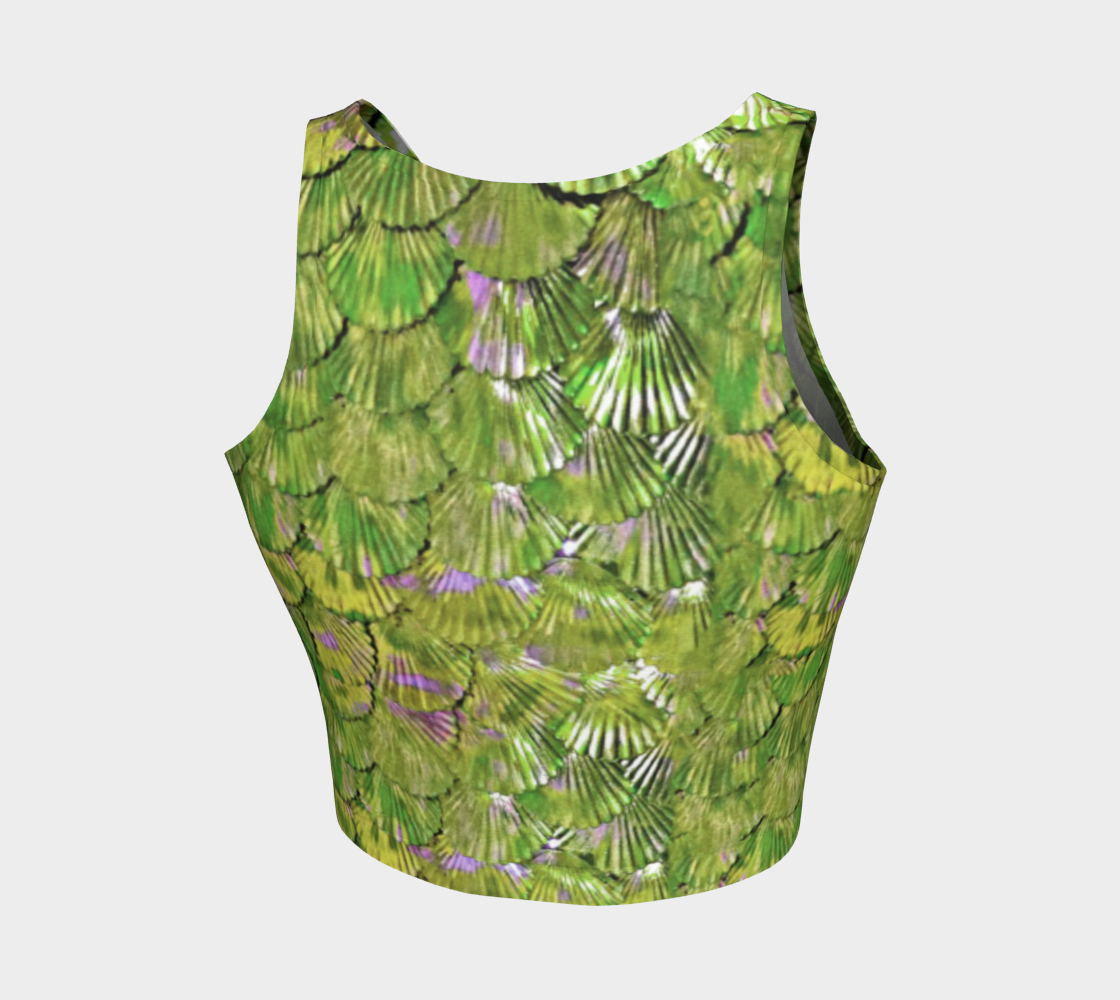 Citrus Green Mermaids with Shells Crop Top preview #2