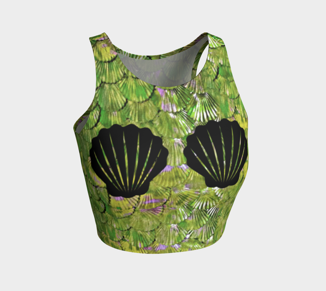 Citrus Green Mermaids with Shells Crop Top preview