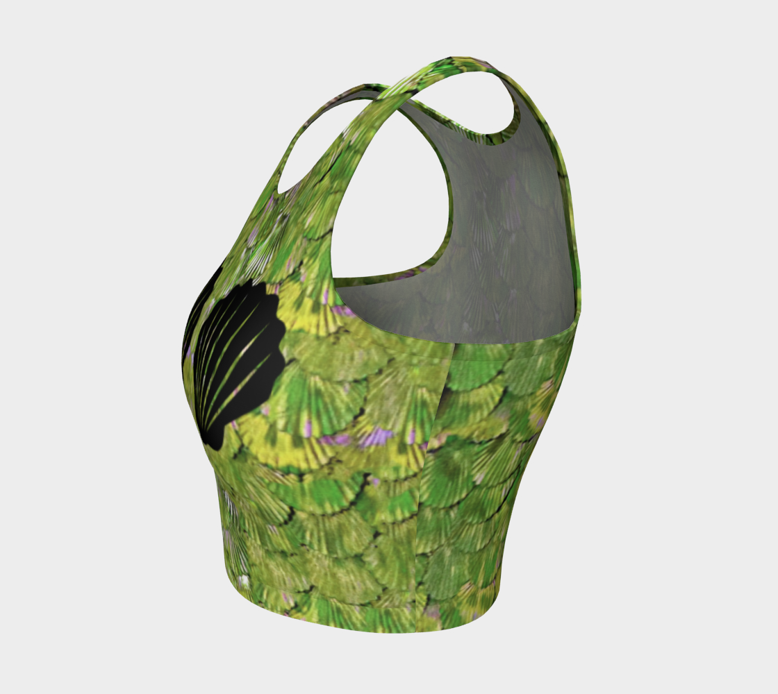 Citrus Green Mermaids with Shells Crop Top preview #3