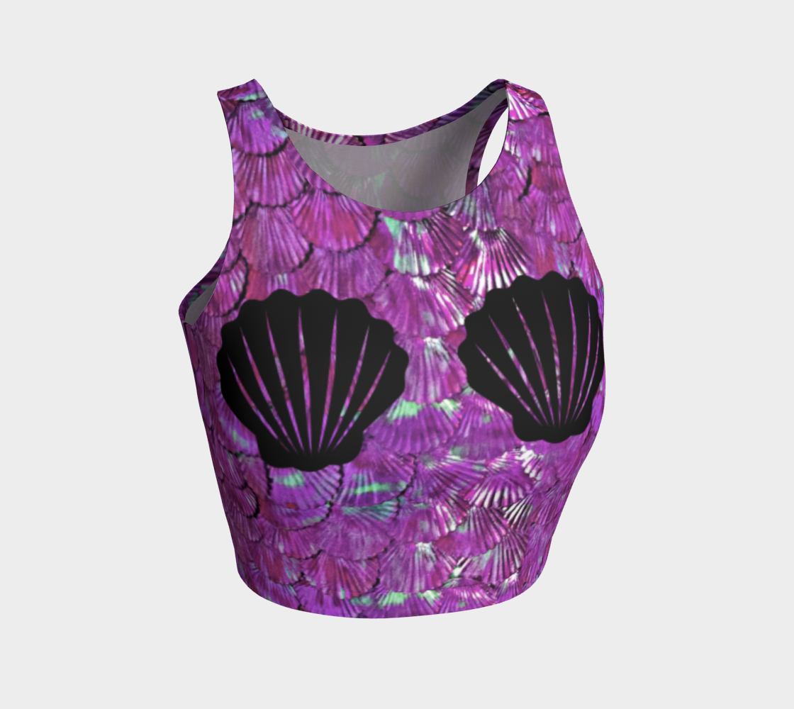 Purple Mermaid Scale Crop Top with Shells preview