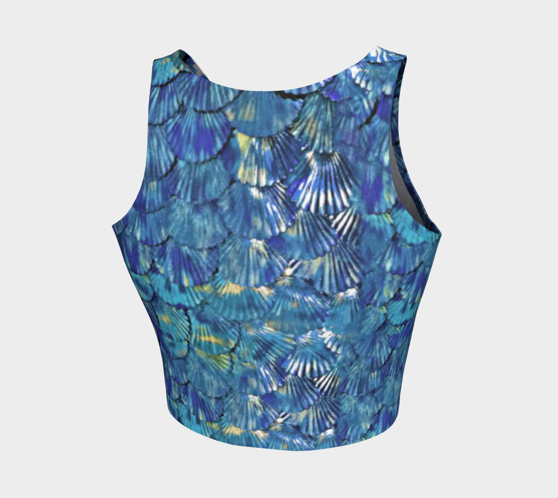 Blue Mermaid Scale Crop Top With Shells preview #2