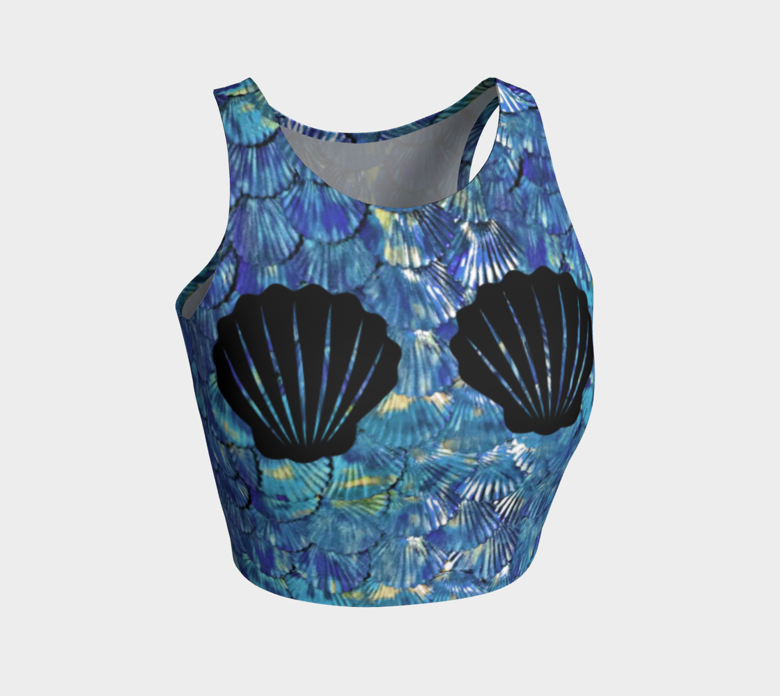 Blue Mermaid Scale Crop Top With Shells preview