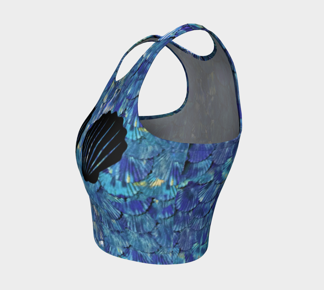 Blue Mermaid Scale Crop Top With Shells preview #3