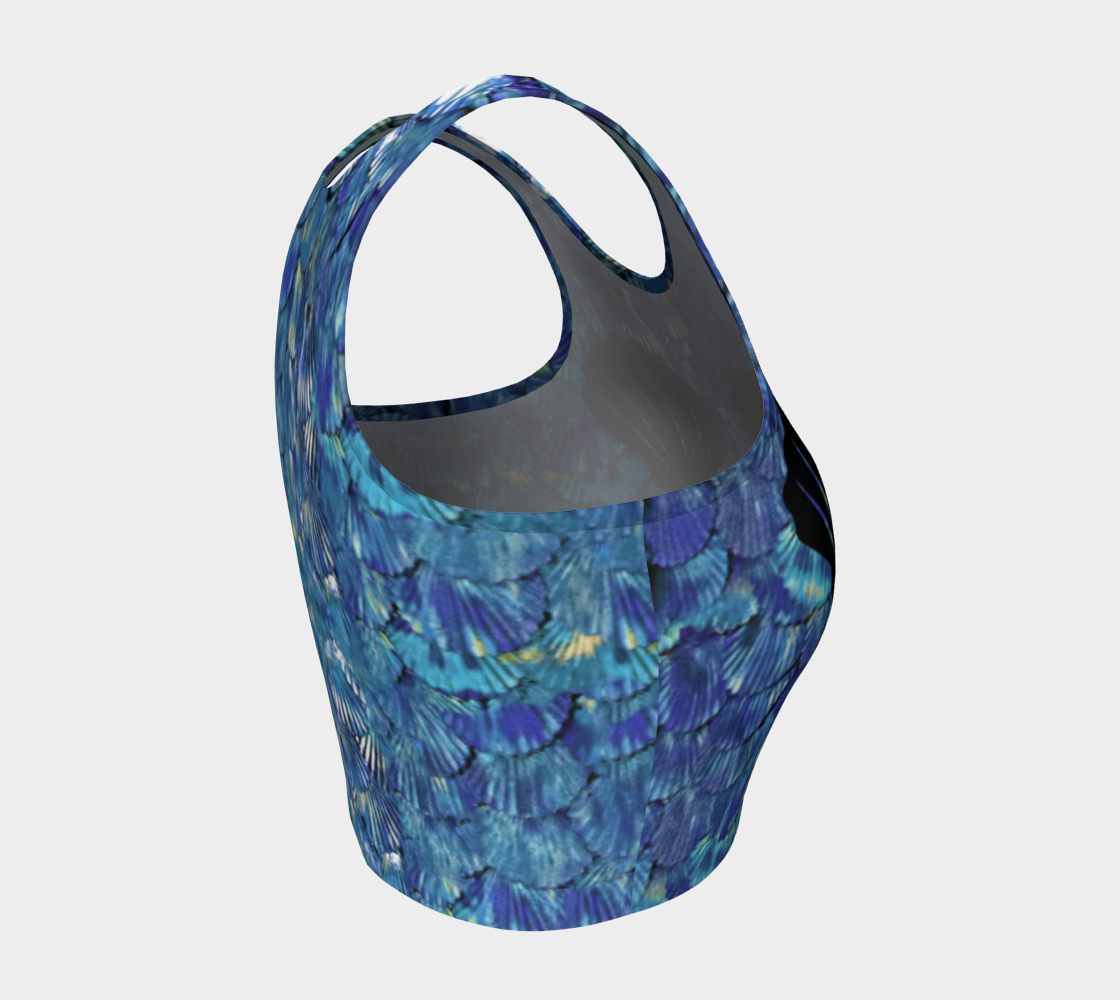 Blue Mermaid Scale Crop Top With Shells preview #4