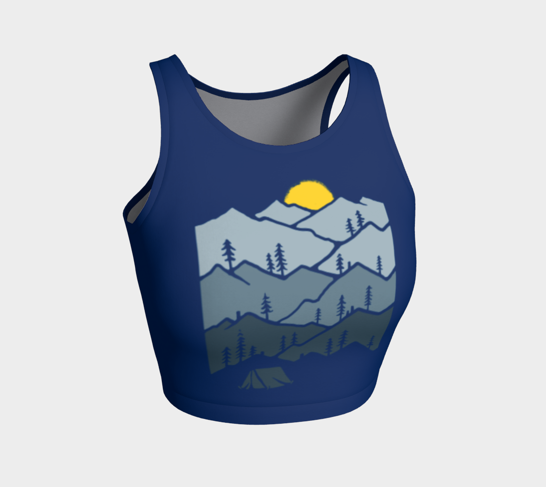 Tent Camping Mountain Forest Sunset Athletic Crop Top preview