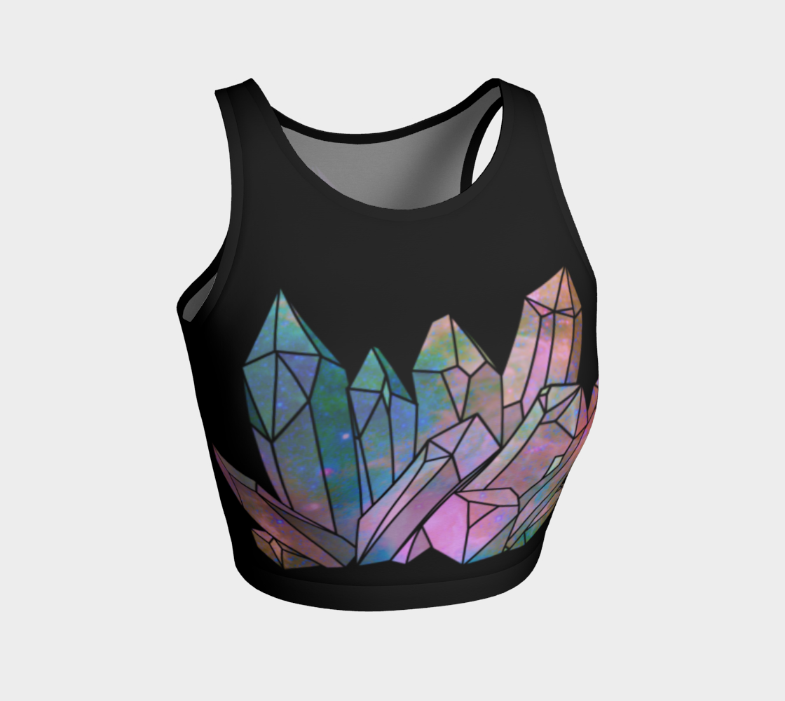 Cosmic Crystals Unicorn Rainbow Aura Athletic Crop Top Black preview