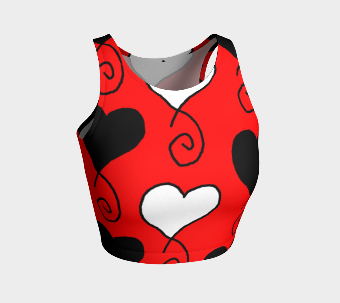 red with black and white hearts athletic crop top preview