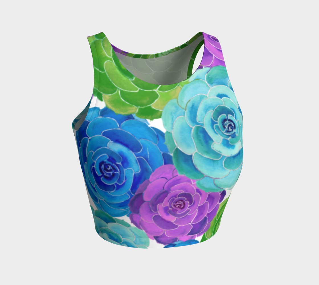Colorful Succulents Floral Pattern Athletic Crop Top preview