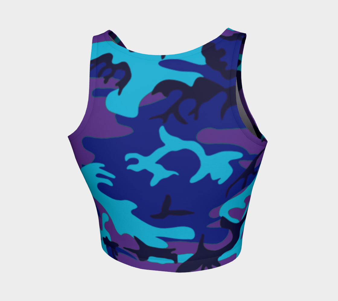 Blue and Purple Camouflage Athletic Crop Top, AWSSG  Miniature #3