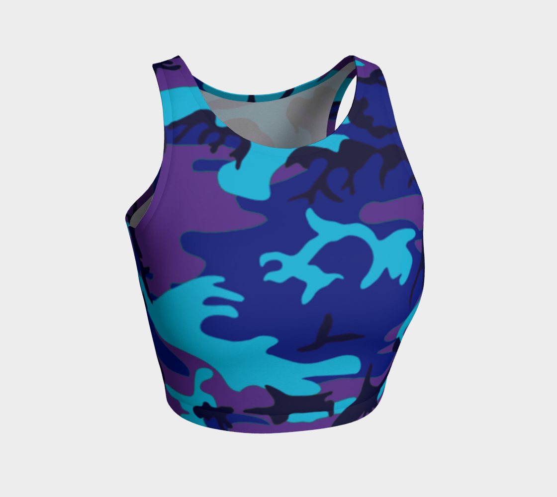 Aperçu de Blue and Purple Camouflage Athletic Crop Top, AWSSG  #1