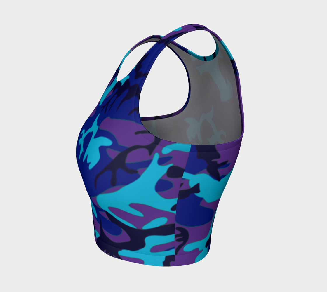 Blue and Purple Camouflage Athletic Crop Top, AWSSG  Miniature #4
