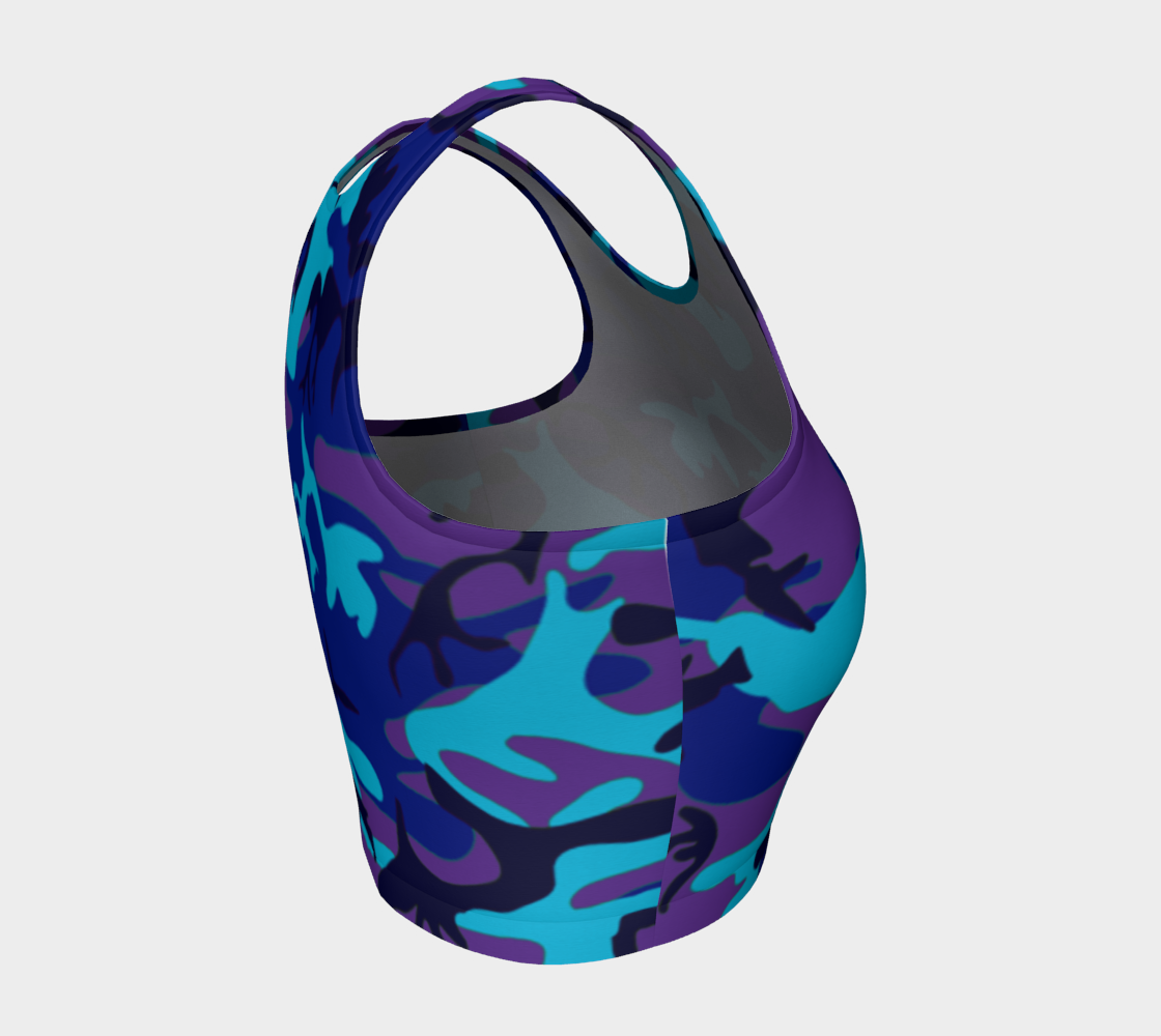 Aperçu de Blue and Purple Camouflage Athletic Crop Top, AWSSG  #4