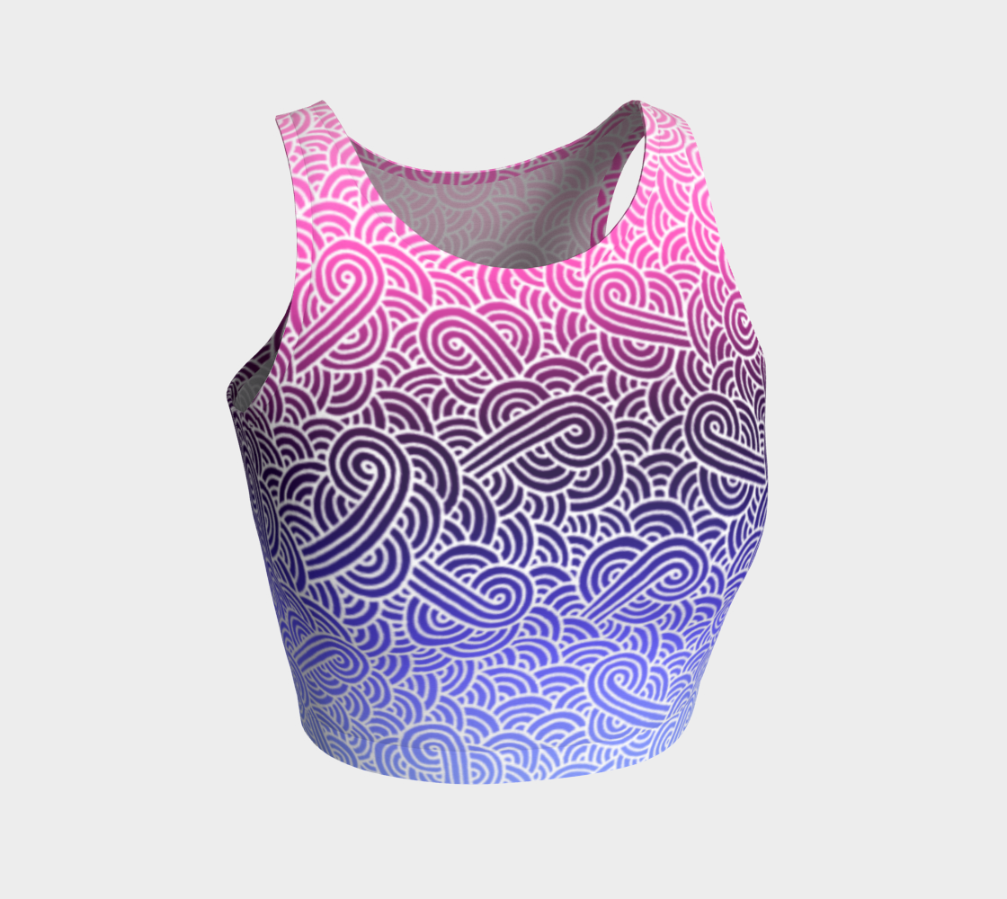 Ombré omnisexual flag and white swirls doodles Athletic Crop Top preview
